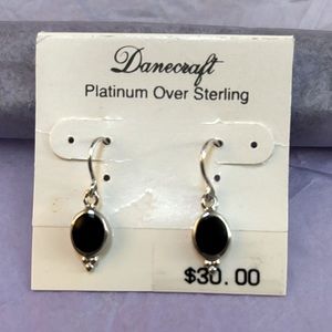 Silver and black drop earrings